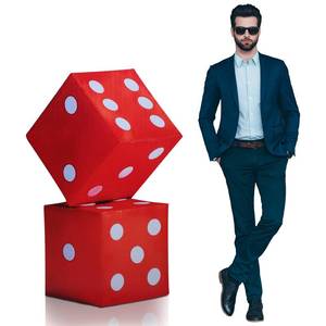 lot 59459 image: Geelin 4ft Casino Night Vegas Party Game Theme Party Decoration Red Dice Cardboard Stand-up Cutout Freestanding Casino Photo Prop for Poker Night Parties Decoration - Retail $32