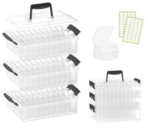 lot 59462 image: VANSUNS Bead Organizer Box 90 Pcs, 3-Tier Large Capacity Stackable Bead Storage Containers, Portable Plastic Craft Organizers for Jewelry Making, Bracelets, DIY, Nail Art Charms MISSING 1 LATCH - Retail $33