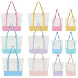 lot 59466 image: Eccliy 12 Pcs Pastel Canvas Tote Bag Bulk 14.6 x 19 x 6 Shopping Bag with Pocket Handle Heavy Duty Reusable Canvas Cloth Bags (14.6 X 19 X 6,Pastel Color) - Retail $40