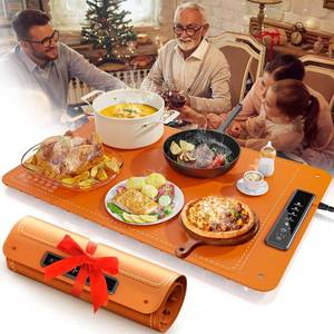 lot 59482 image: Food Warming Mat for Buffet,Electric Warming Tray with 4 Temperatures Setings and 135h Timer,Full Surface Heating Food Warmers for Parties Buffets Holidays Daily Use to Keep Food Warm(Orange) - Retail $20