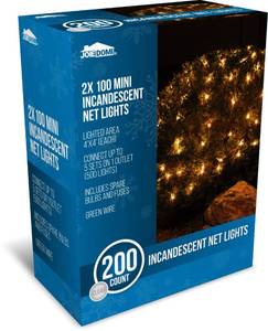 lot 59484 image: Joiedomi 2-Pack Christmas Net Lights,100 Warm White Net Lights for Indoor & Outdoor Christmas Decorations, Events, Eve Night Decor, Tree, Bushes - Retail $40