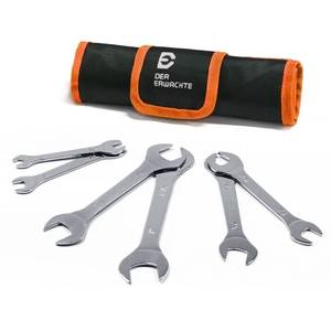 lot 59485 image: Der Erwachte Super-Thin Open End Wrench Set, SAE, 6-Piece, Including 38, 716, 12, 916, 58 1116, 34, 1316, 78, 1516, 1, 1-116, Slim Wrench Set with Rolling Pouch - Retail $18