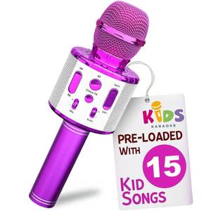 lot 59487 image: Move2Play, Kids Karaoke Microphone  Includes Pre-Loaded Songs & Bluetooth  Kids Birthday Party Gift  Toy for All Ages 2, 3, 4, 5, 6 Year Old Girls, Boys & Toddlers - Retail $25