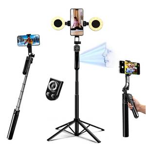 lot 59492 image: Euoto Auto Face Tracking Selfie Stick Tripod for iPhone with Light 360 Rotation That Follows Your Movement 70.9 Camera Tripod Stand with Remote for Content Creator Vlog Live Stream Video Recording - Retail $50