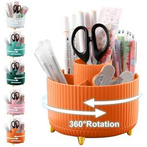 lot 59501 image: Cayxenful Pencil Holder For Desk,5 Slots 360°Degree Rotating Desk Organizers And Accessories,Desktop Storage Stationery Supplies Organizer, Cute Pencil Cup Pot For Office, School, Home - Retail $12