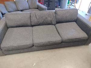 lot 13893 image: Modern Gray Fabric Sofa 101x 43 - Retail $300