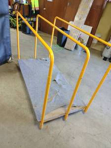 lot 13897 image: Yellow Metal Rolling Cart with Removable Rails - Retail $75
