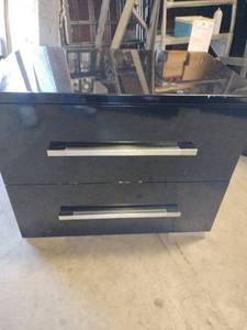 lot 13901 image: Black 2 Drawer Nightstand  - Retail $75