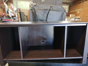 lot 13902 image: Black Wood TV Stand - Retail $75