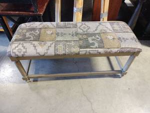 lot 13907 image: Geometric Pattern Upholstered Piano Bench - Retail $45