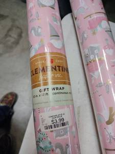 lot 13928 image: Clementine Paper Inc. Gift Wrap - Pink Gnomes - 2 Rolls - Retail $0