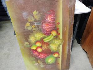 lot 13934 image: Hand Painted Fruit Still Life Wall Panel - Retail $45