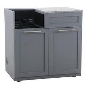lot 13955 image: Allen & Roth Outdoor Kitchen Storage Side Burner Cabinets - Castle Lake - Retail $0