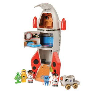 lot 18768 image: Constructive Playthings Space Mission Rocket Ship Playset (7 Pieces)