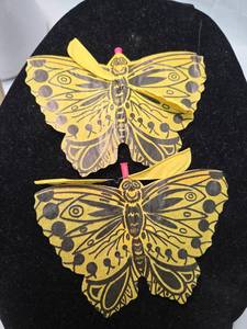 lot 56 image: Japanese Yellow Paper Flying Butterfly Toys