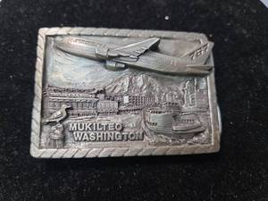lot 90 image: Boeing 777 Mukilteo Washington Commemorative Belt Buckle