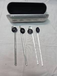 lot 92 image: 1950s Decca Record Glass Swizzle Sticks Set with Case