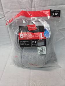 lot 124 image: Hanes Mens Over-the-Calf Tube Socks 6-Pack