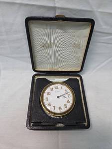lot 153 image: 8 Day Travel Clock in Leather Case