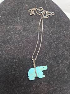 lot 177 image: Turquoise Bear Pendant Necklace