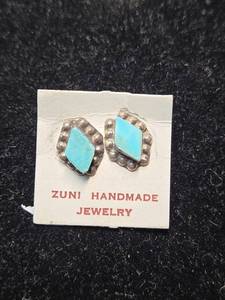 lot 180 image: Zuni Turquoise Stud Earrings