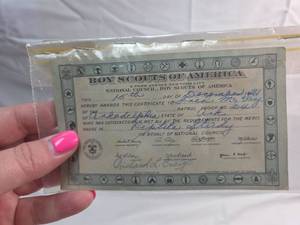 lot 233 image: 1931 Boy Scouts of America Merit Badge Certificate