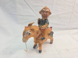 lot 268 image: 1930s Mechanical Wind-up Donkey Rider Toy