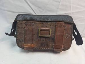 lot 271 image: 1800s Leather Cartridge Box dated 1875