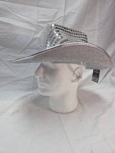 lot 308 image: Silver Disco Cowboy Hat - New Year Party Accessory