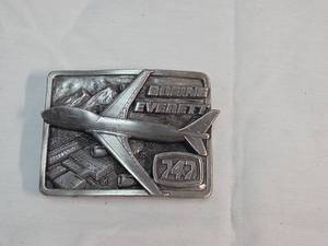 lot 327 image: Boeing Everett Factory Belt Buckle 1968