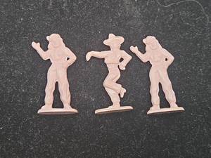 lot 370 image: Pink Plastic Cowboy Figurines Set of 3