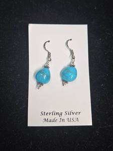 lot 393 image: American Turquoise Sterling Silver Dangle Earrings