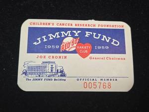 lot 398 image: 1959 Jimmy Fund Red Sox Variety Club Membership Card