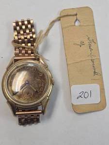 lot 201 image: 1950s Gruen Wristwatch with Rose Gold Band