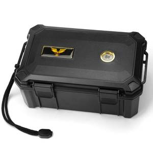 lot 891 image: Bald Eagle Cigar Humidor Box, Travel Humidor with Humidifier Hygrometer, Portable Case for 15-20 Cigars, Waterproof  Crushproof  Airtight - Retail $28
