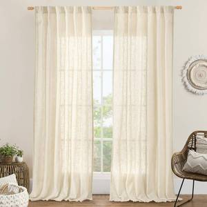 lot 893 image: LAMIT Beige Linen Curtains for Living Room 2 Panels Set, 84 Inch Faux Linen Textured Light Filtering Drapes Back Tab and Rod Pocket Boho Panels for FarmhouseBedroomPorch, 52 x 84 Inch - Retail $31