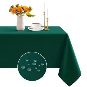 lot 909 image: Romanstile Christmas Rectangle Tablecloth - Waterproof and Wrinkle Resistant Washable Polyester Table Cloth for Kitchen DiningPartyWedding Indoor and Outdoor Use (60 x 102 inch, Green) - Retail $95