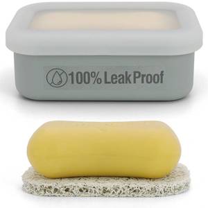 lot 911 image: AIMAIAIMAI Compact Leakproof Travel Soap Case, Silicone Travel Soap Container, Portable Soap Box with Drainage Layer, Shatterproof Soap Holder for Bathroom, Gym (Gray) - Retail $10
