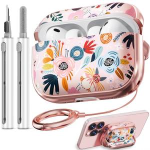 lot 915 image: Inesore Pink for AirPods Pro 3 Case 2025 with Lock, for Women Girly Floral Cute Case Compatible with Apple Airpods Pro 3rd Generation Cover, with Phone Stand,Keychain & Cleaner Kit -Pink Flower - Retail $10