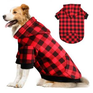 lot 921 image: Pre Owned Red Plaid Dog Hoodie Sweater for Dogs Pet Clothes with Hat and Pocket��XXL�� - Retail $15