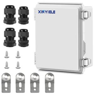 lot 923 image: XINYIELE Waterproof Outdoor Project ABS Plastic Junction Box IP67 Weatherproof Dustproof Enclosure with Hinged Cover, Mounting Plate,Wall Brackets for Power Project (8.7X6.7X4.5) - Retail $20