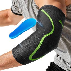lot 931 image: Elbow Brace Support with Gel Pads Breathable Elbow Compression Sleeve for Men & Women 4D Knit Elbow Sleeve for Golfers, Tennis Elbow, Tendonitis, Reduce Joint Pain During Any Activity(Black, X-Large) - Retail $20