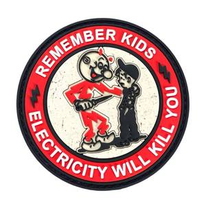 lot 943 image: Jestik PVC Patch, Funny Patches, Humorous Tactical Morale Patch with Hook and Loop Fastener, Cute Patches for Backpacks, Military Uniforms, Jeans, Jackets, Vests & More - Electricity Will Kill You - Retail $10