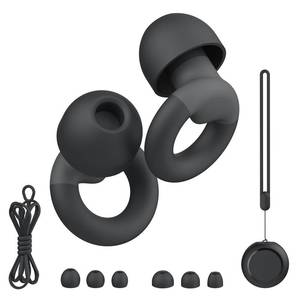 lot 955 image: JUSTRVN Earplugs for Sleeping,Noise Reduction Soft Silicone Ear plugs with 7 Pairs Ear tips&One Connection Cord,Hearing Protection Reusable Earplugs for Sleeping,Concert,Work&Sound Reduction 25dB-30db - Retail $9