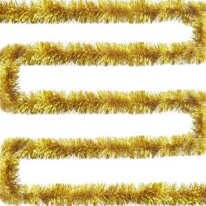 lot 958 image: Jishi 50 FT Christmas Garland Gold Tinsel Garland Christmas Tree Decorations - Non-Lit Xmas Holiday Decor Outdoor Indoor Home Garden Outside Wedding Party Artificial Thick Gold Decorative Garland