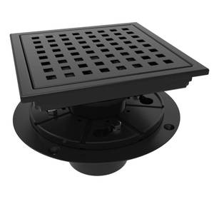 lot 959 image: WEBANG 6 Inch Square Shower Floor Drain with Flange,Quadrato Pattern Grate Removable,Food-Grade SUS 304 Stainless Steel,Watermark&CUPC Certified,Matte Black - Retail $37