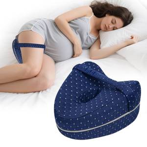 lot 970 image: RQUXMT Knee Pillow for Side Sleepers, Alignment Pillows for Side Sleepers, Memory Foam Leg Pillow with Sleeping. Foam Support Pillow for Soothing Pain Relief for Sciatica - Adjustable Strap��Navy�� - Retail $12