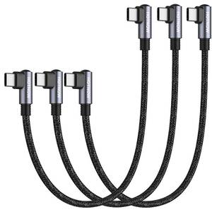 lot 15473 image: HOTNOW USB C to USB C Cable Right Angle 1ft 3Pack, 12inch PD 65W Type C USB 2.0 Fast Charge Cord - Retail $9