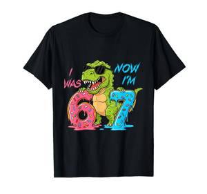 lot 15475 image: I was Six Now Im Seven Dinosaur 67 Meme 7th Birthday T-Shirt Medium  - Retail $14