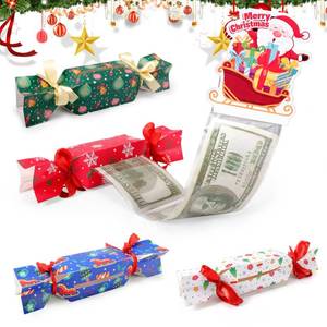 lot 15489 image: Vodolo 4PCS Christmas Money Box for Cash Gift Pull,Funny Surprise Box Money Gift Box for Kids Adults with 80 Transparent Bags,Exploding Money Roll Pull Pouch,Creative Ways to Give Money Gifts - Retail $8